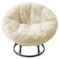 White 48X48 Inch Papasan Chair Cushion with Faux Fur Cover R53315