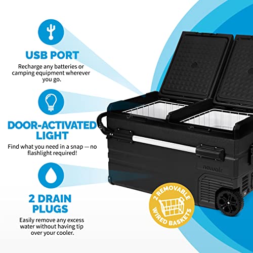 80 Qt. Electric Car Camping Cooler with Dual Zone Fridge and Freezer R950