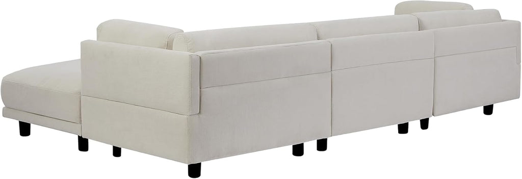 L Shaped Modular Sectional Sofa with Extra Wide Chaise and Polyester Blend Upholstery D1384