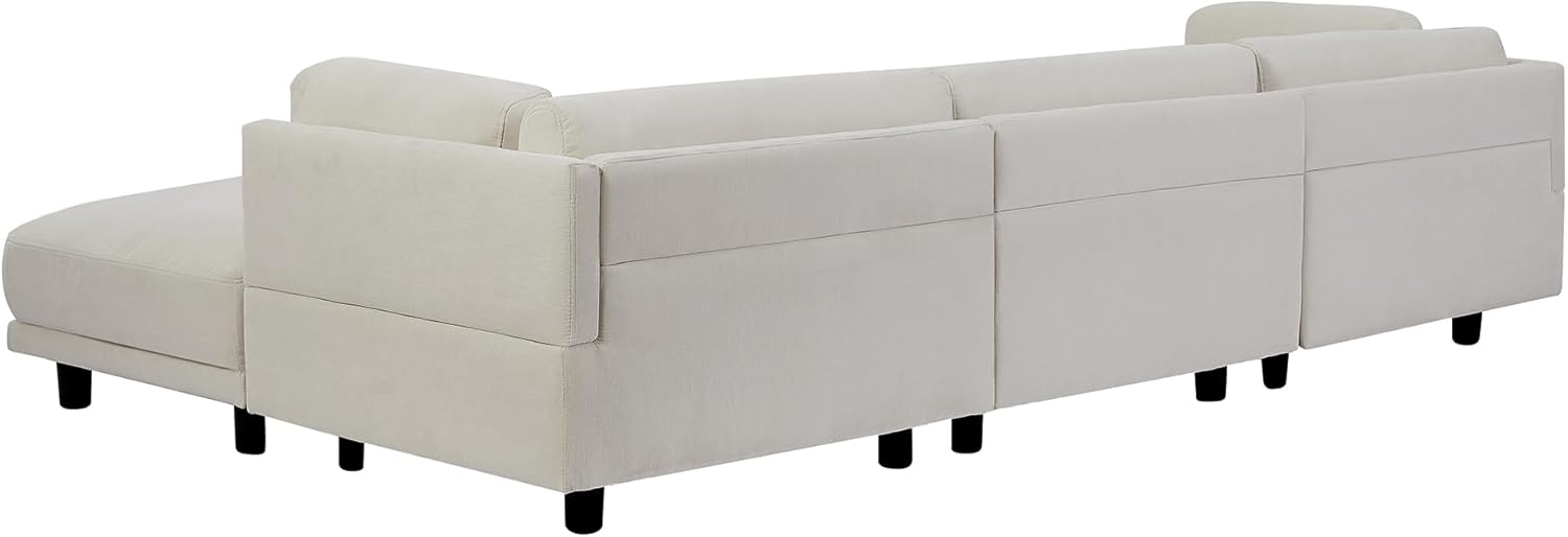 L Shaped Modular Sectional Sofa with Extra Wide Chaise and Polyester Blend Upholstery D1384