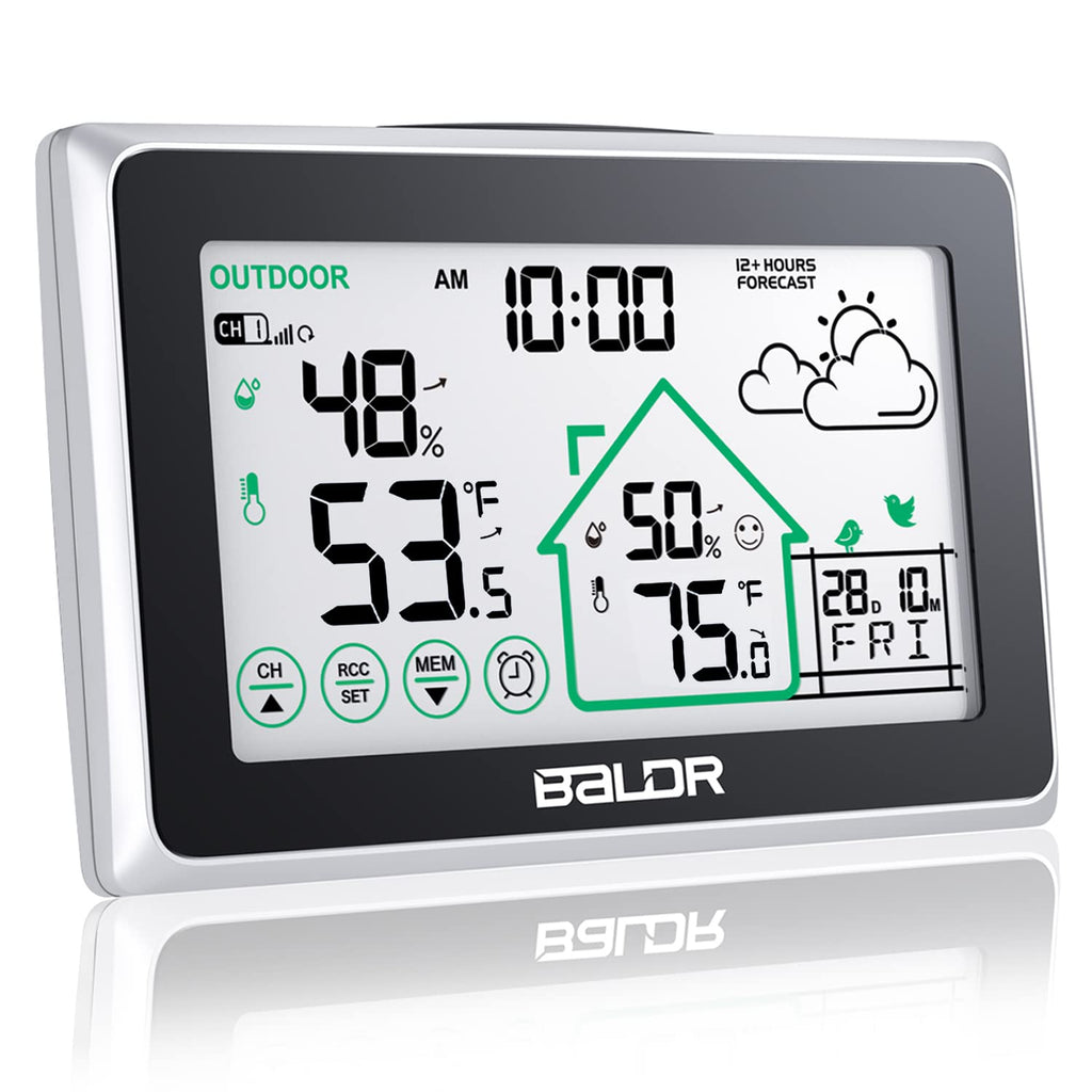 White Atomic Clock Digital Weather Station F23574