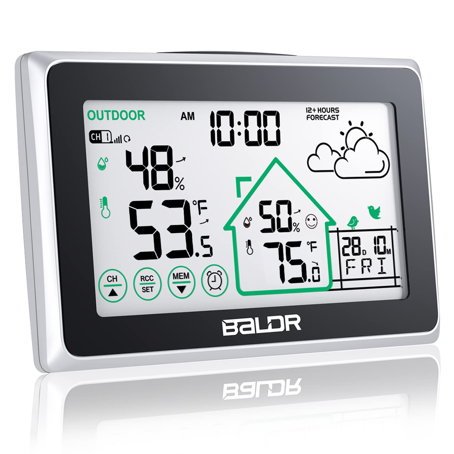 White Atomic Clock Digital Weather Station F23574