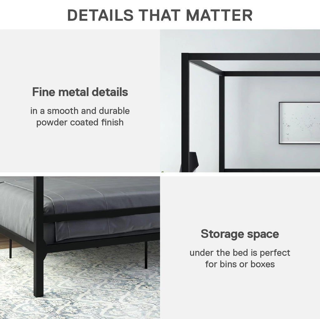 Black King Metal Platform Bed Frame J712770
