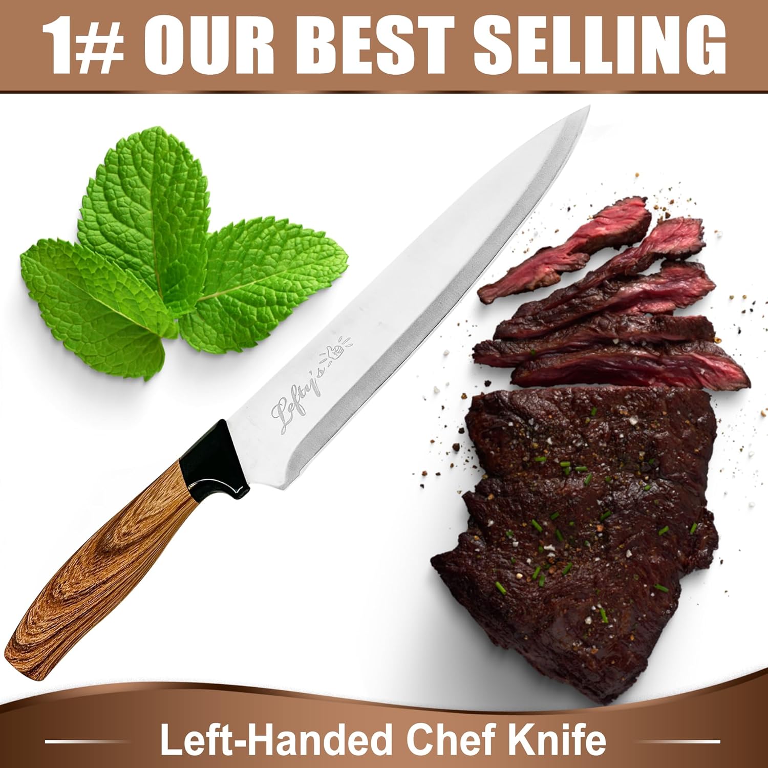 Left Handed Chef Knife - Stainless Steel Blade X87395