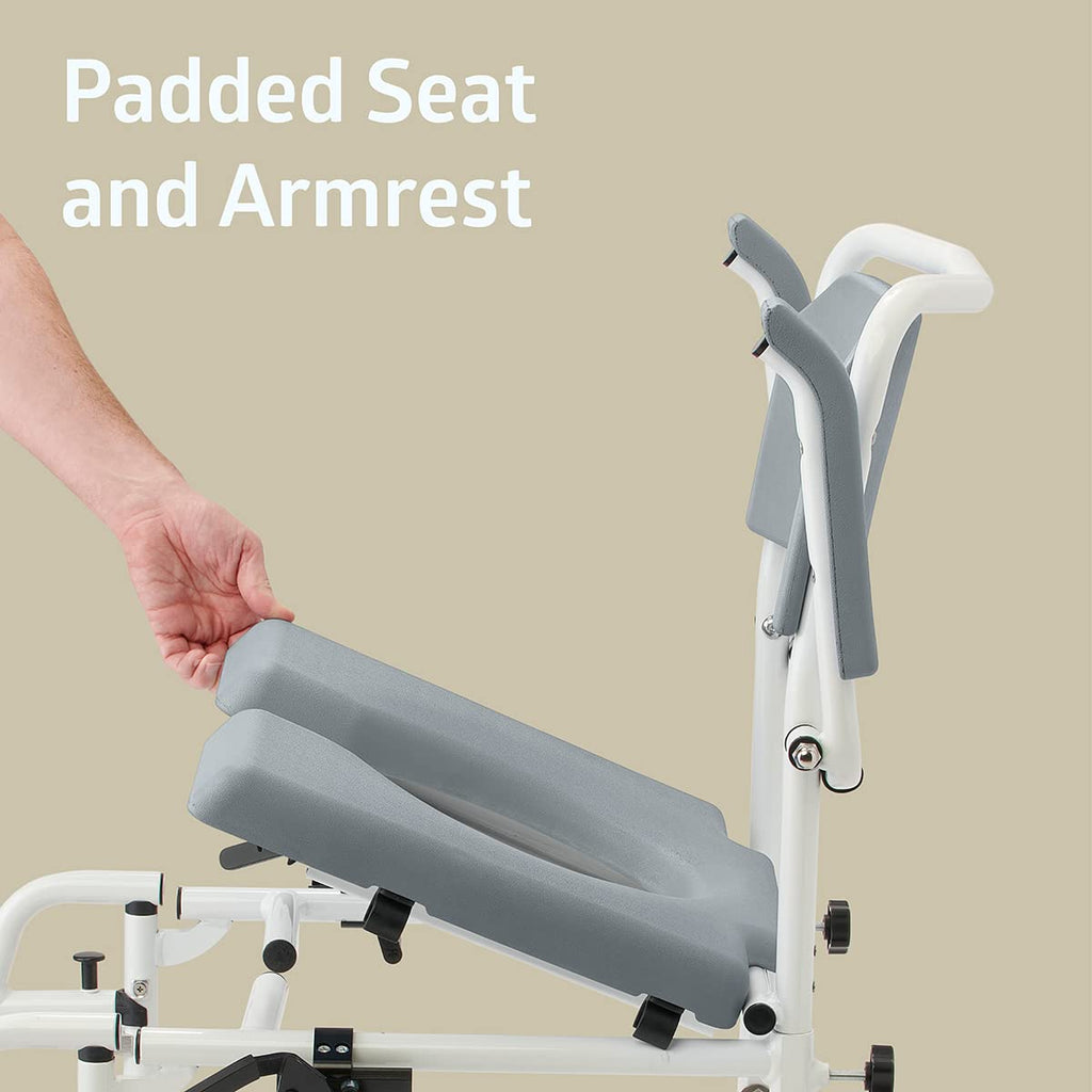 Aluminum Shower Commode Transport Chair, 275 lbs. Capacity F984