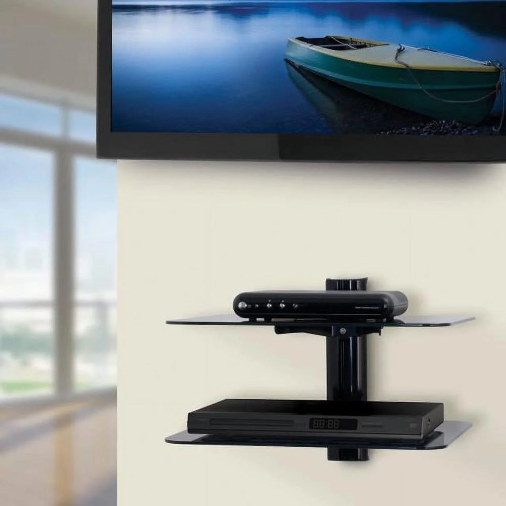 Black AV Wall Shelves 2 Shelves J206