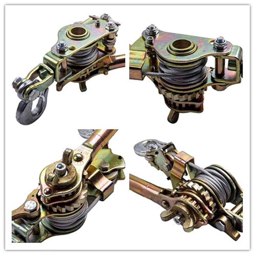 2 Ton Heavy Duty Hand Puller with Cable Rope Hooks 4400LB Metal Gear Pack of 2 M28411