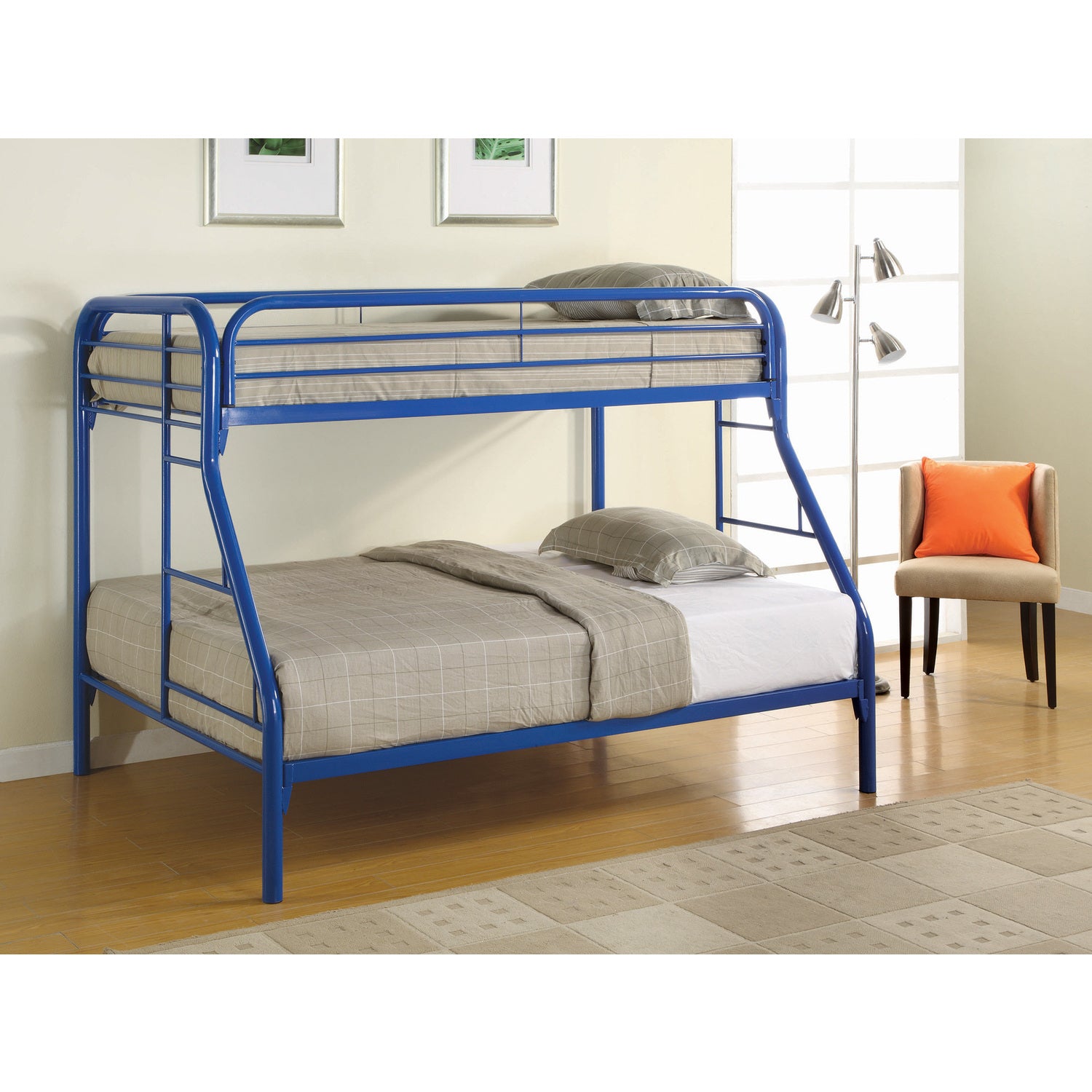 Blue Twin Over Full Bunk Bed with Side Ladders T4664