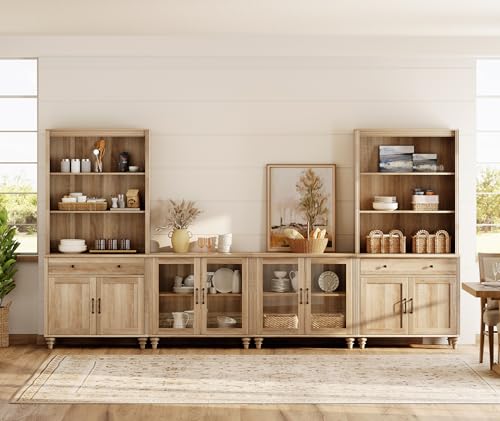 Off White Entertainment Center with Bookshelves, 8 Doors & 4 Drawer TV Stand M109