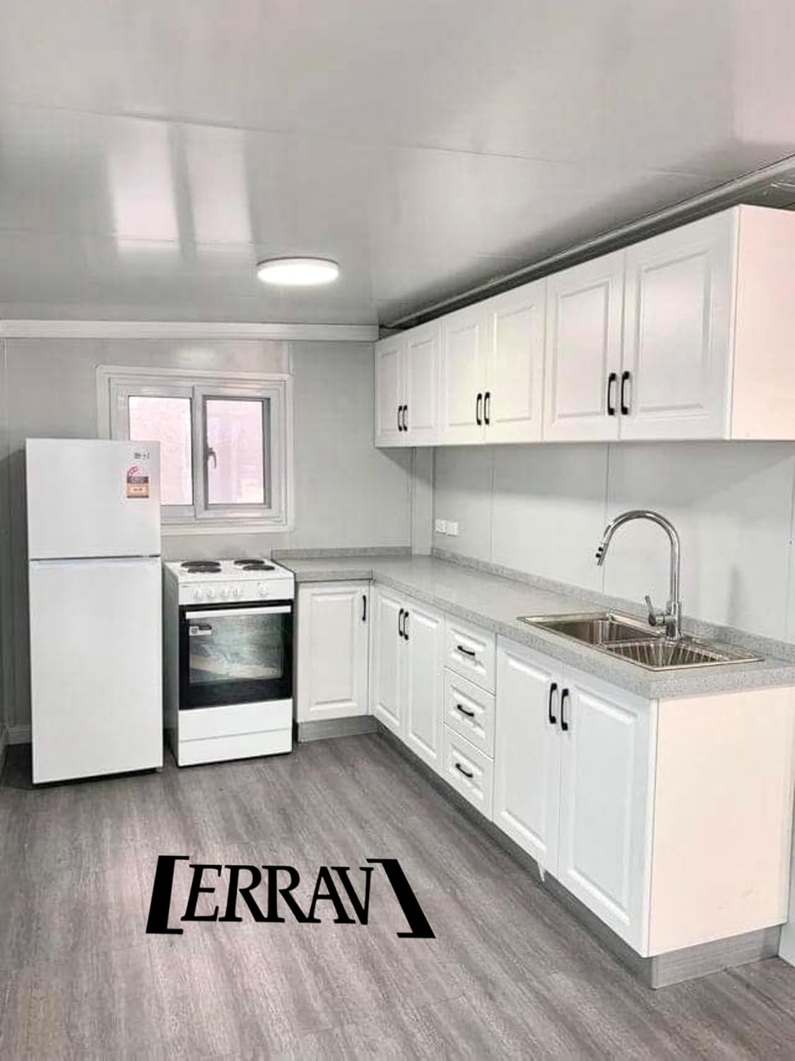 19 x 20 FT Foldable Prefab House with 1 Bathroom, 2 Rooms, and 1 Kitchen H25661
