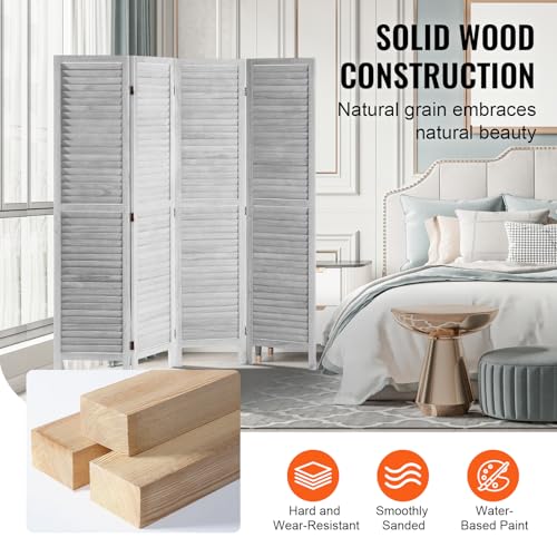 Light Grey 4 Panel Folding Wood Room Divider R484052