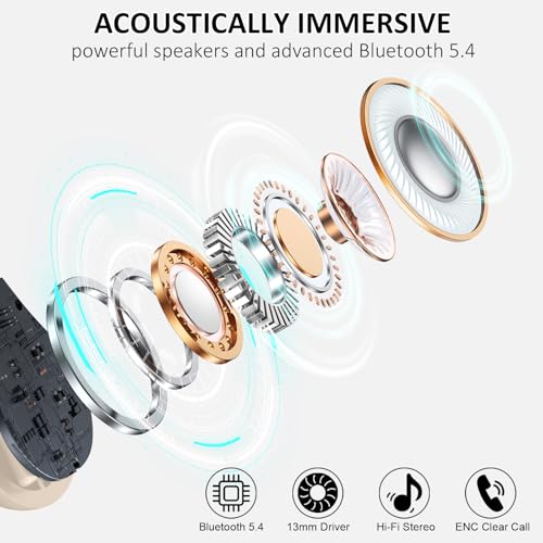 Pink Wireless Bluetooth 5.4 Over-Ear Earbuds with ENC Noise Cancelling Mic H69876