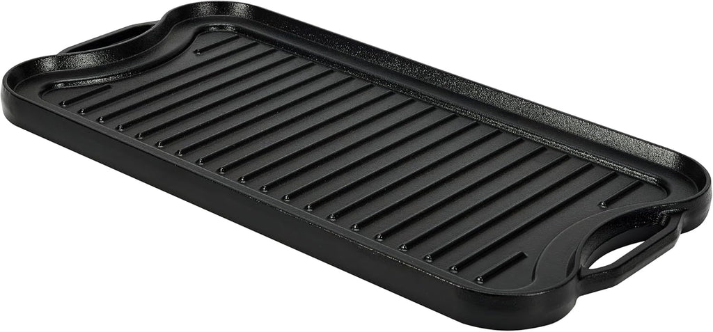 Pre-Seasoned Cast Iron Reversible Rectangular Grill Griddle, Black, 20 x 10.39 x 0.98 inch T892