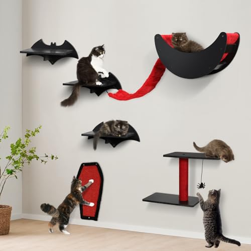 7pcs Wall-Mounted Cat Shelves Set with Scratching Board P407