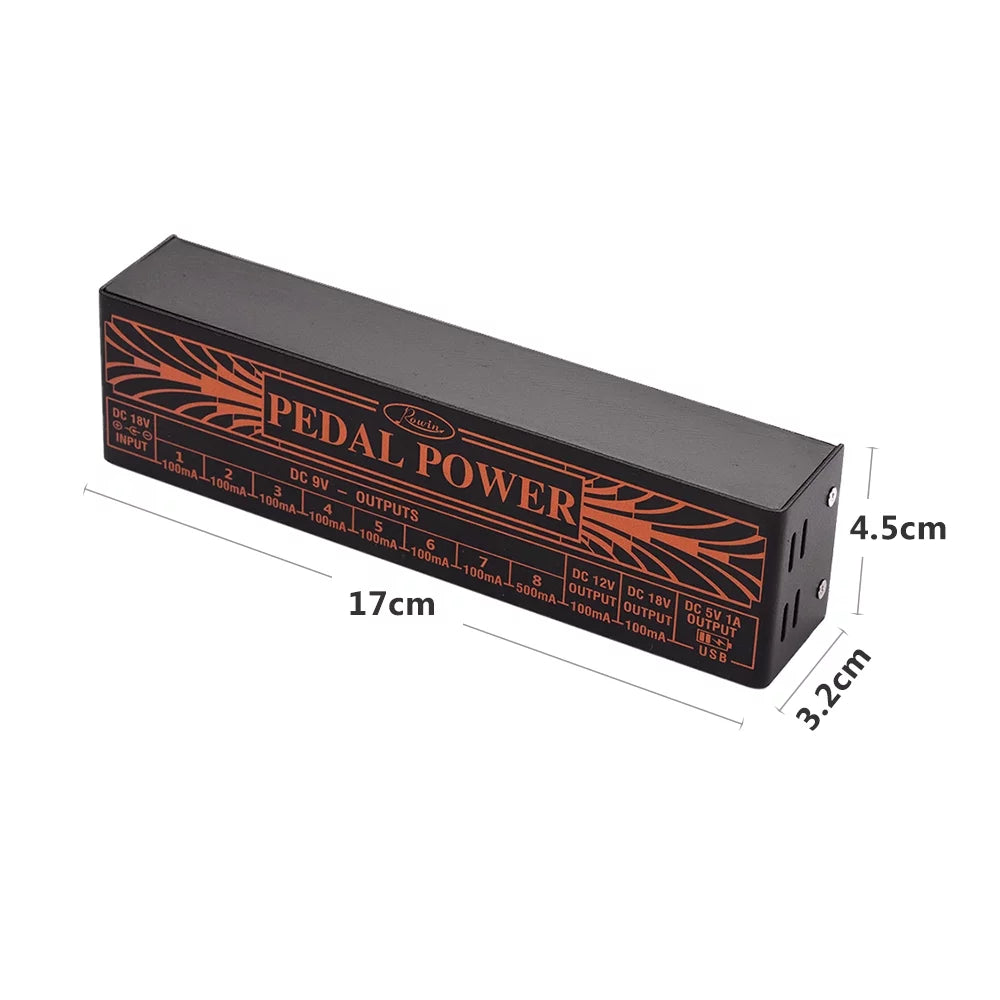 Compact Size Guitar Effect Power Supply Station 10 Isolated DC Outputs for 9V 18V Guitar Effects with 5V USB Output M608698