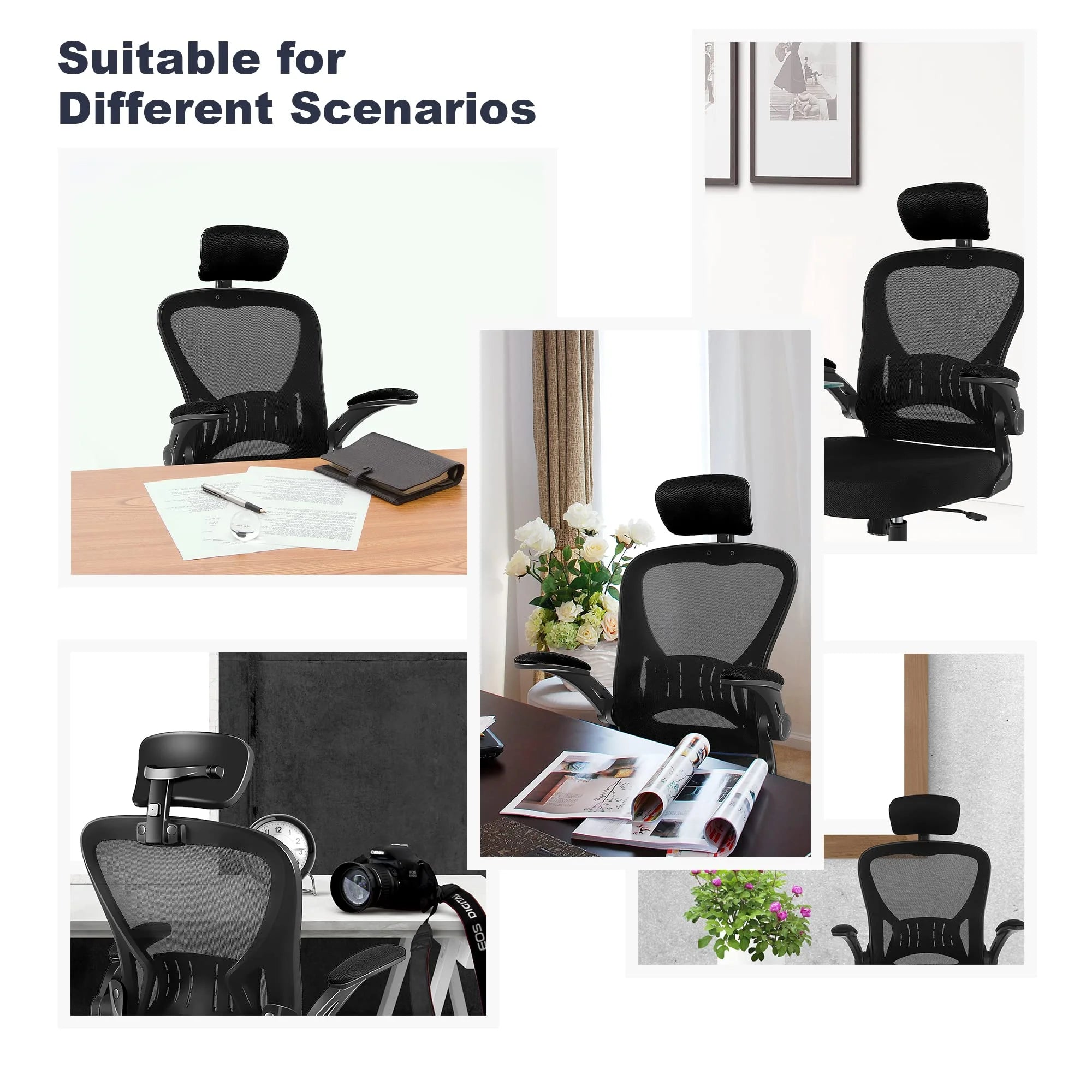 Black Mesh Ergonomic Office Chair with Lumbar Support W802