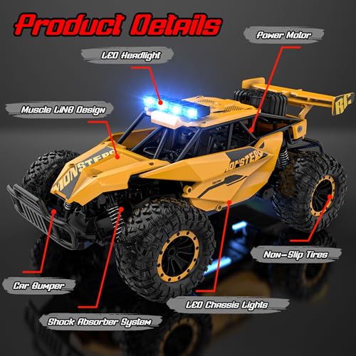 2.4GHz 1:12 Monster RC Truck with LED Headlight and Rechargeable Battery T945459