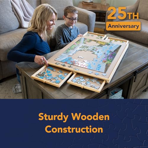 Puzzle Board with Drawers – 1000 Piece Wooden Puzzle Board with Sorting Trays C4452