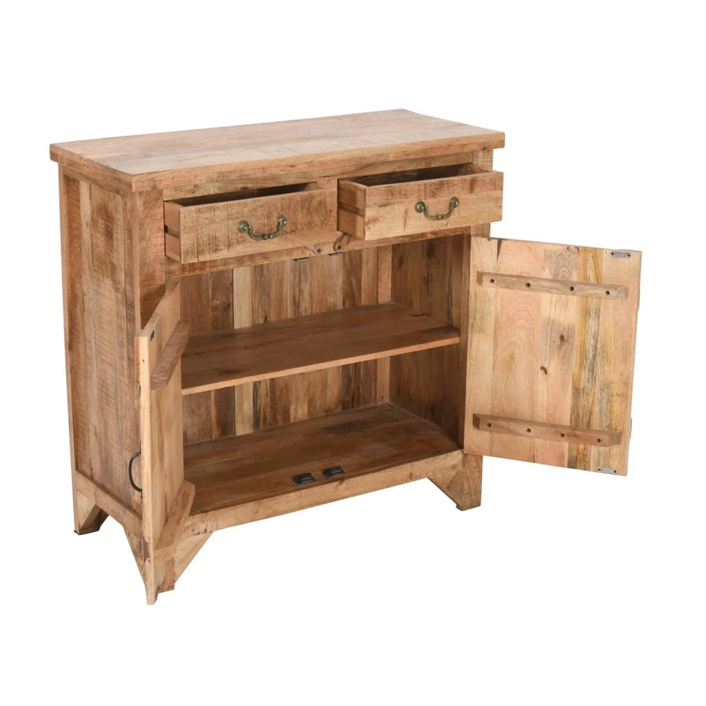 2 Drawer Mango Wood Cabinet Console, Rustic Brown B677