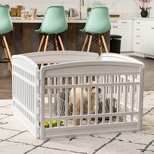 White 4-Panel 24" Foldable Dog Playpen S581367