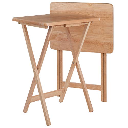 Set of 2 Foldable Snack Tables, 26", Natural H3699