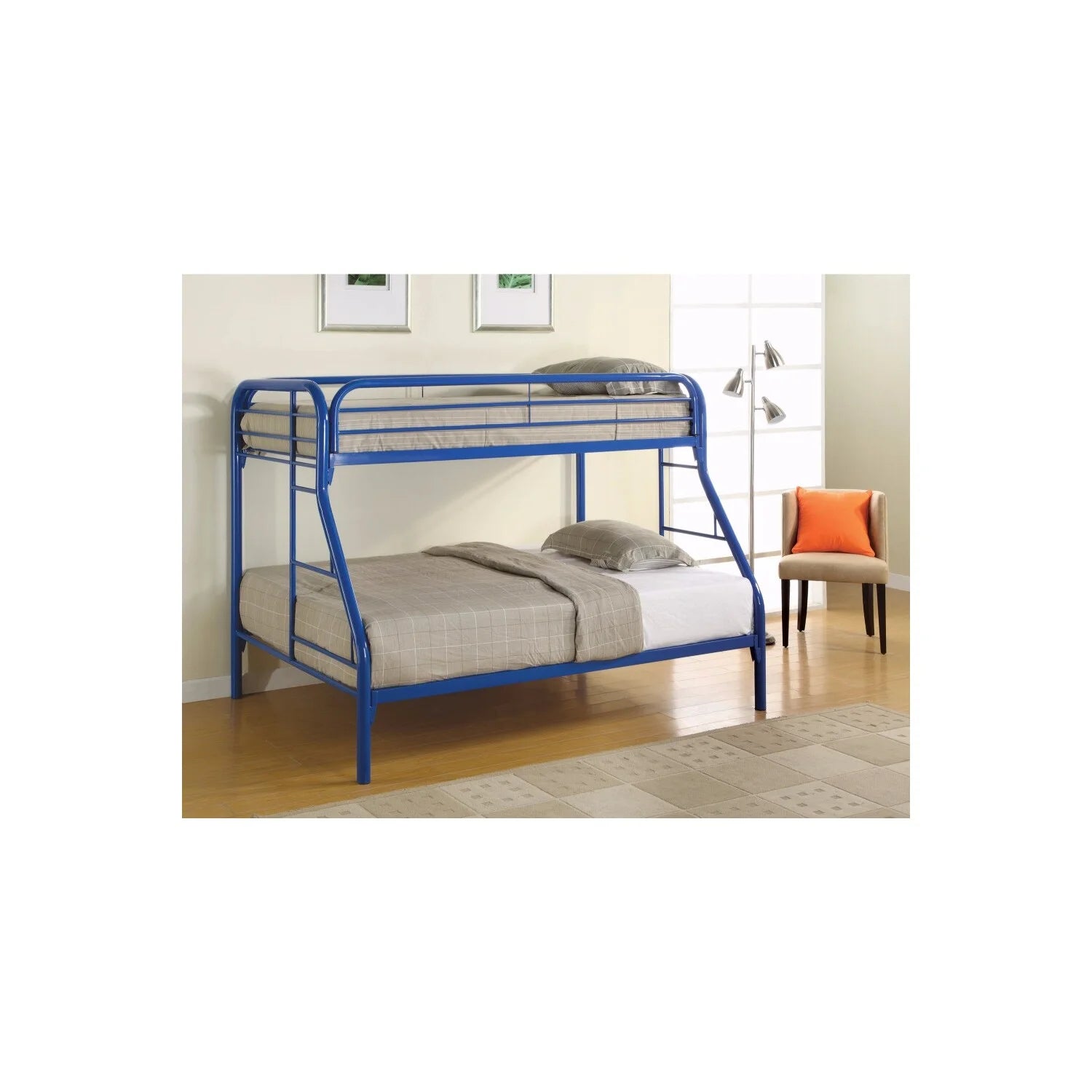 Blue Twin Over Full Bunk Bed with Side Ladders T4664