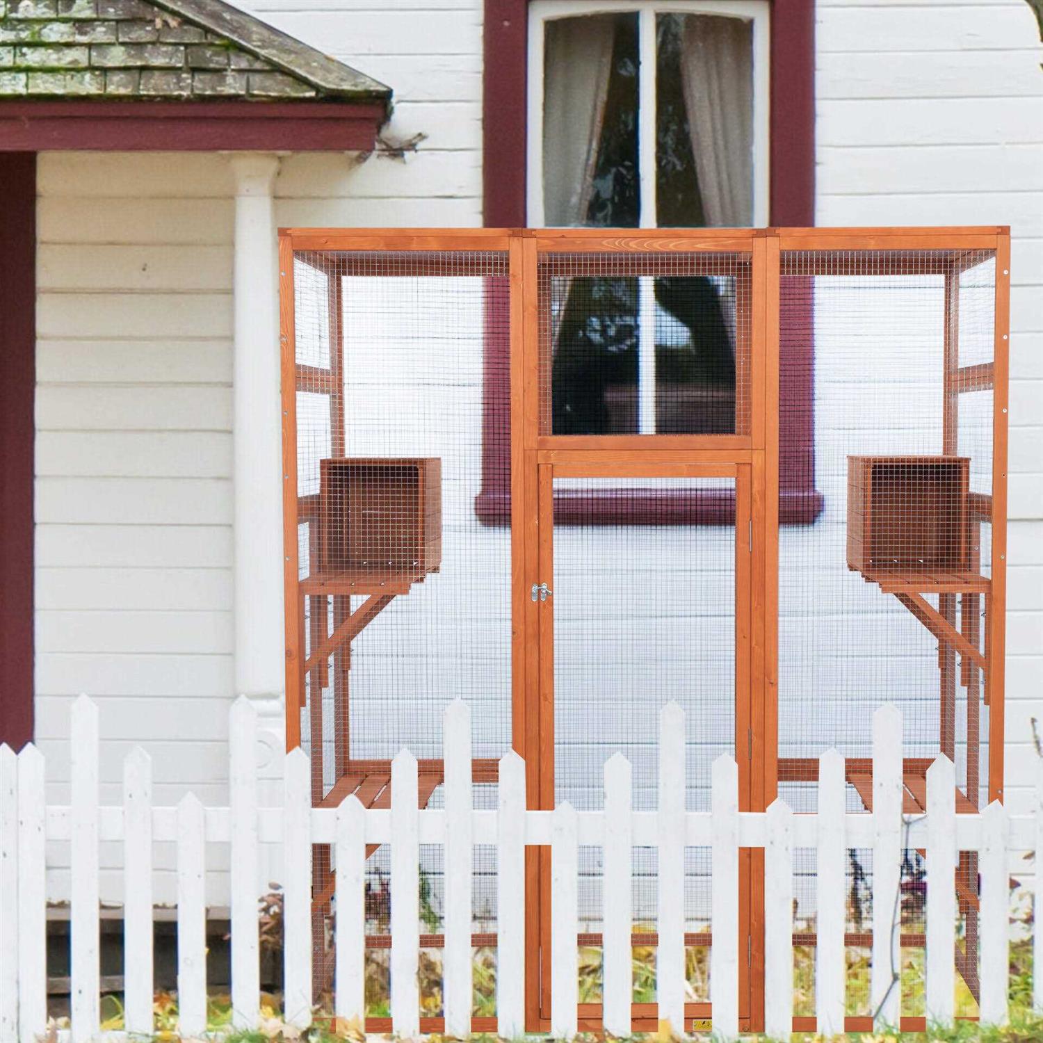 Large Wooden Cat House Catio Enclosure T2939