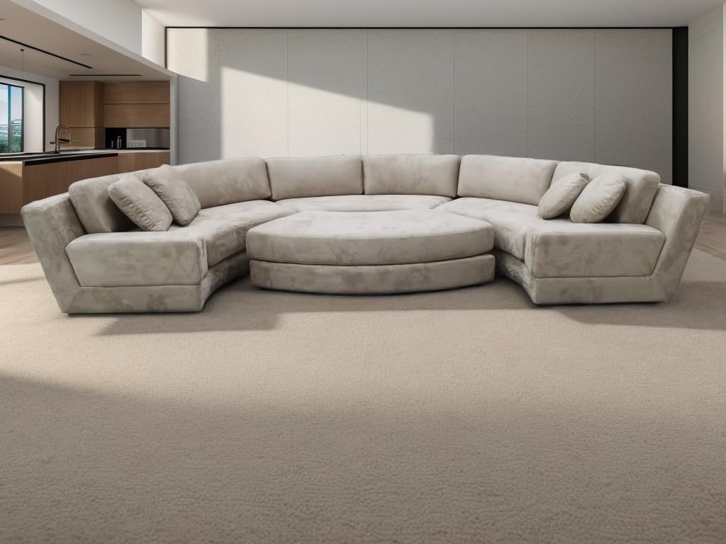 Beige Microfiber Fabric Sectional Sofa J580527