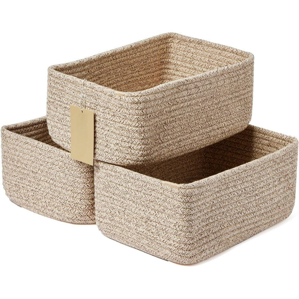 Small Storage Baskets, 3 Packs, 13x8.5x5.1”, Woven Rope R758