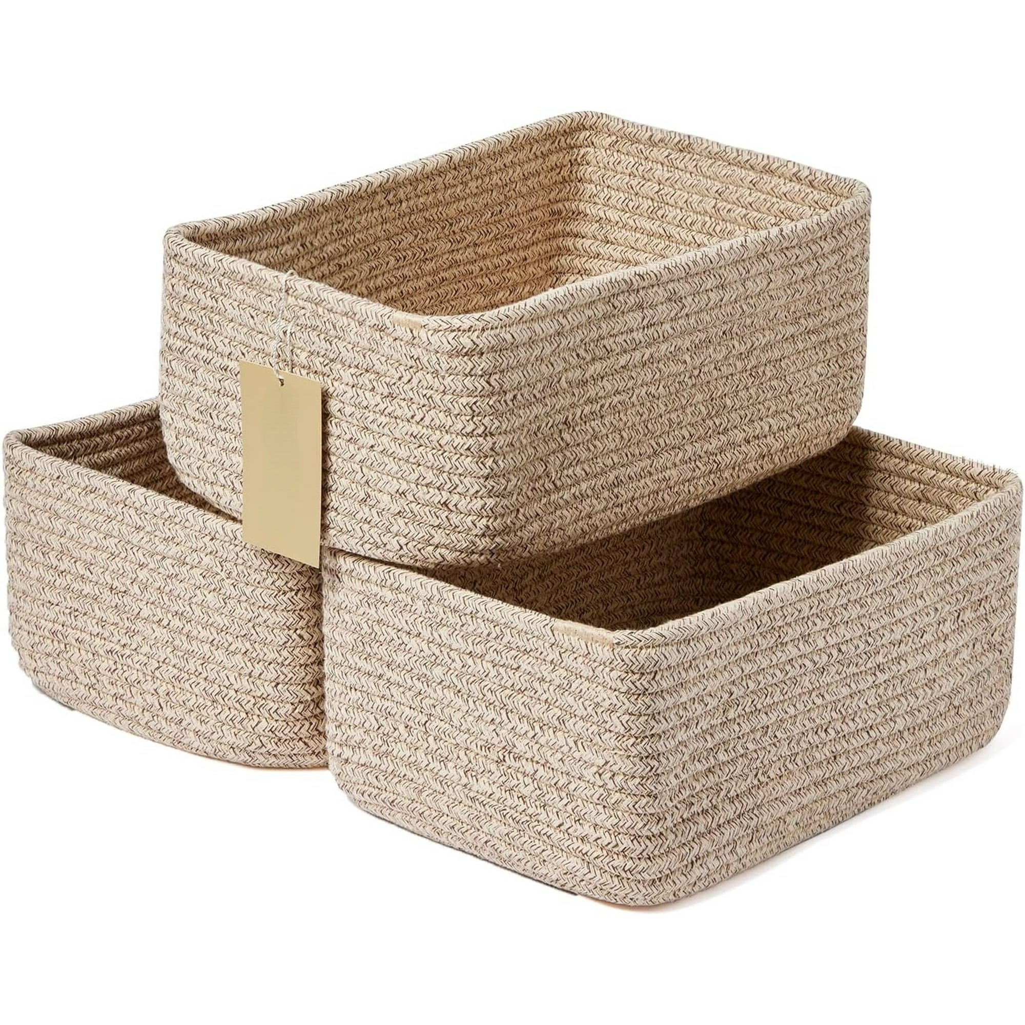 Small Storage Baskets, 3 Packs, 13x8.5x5.1”, Woven Rope R758