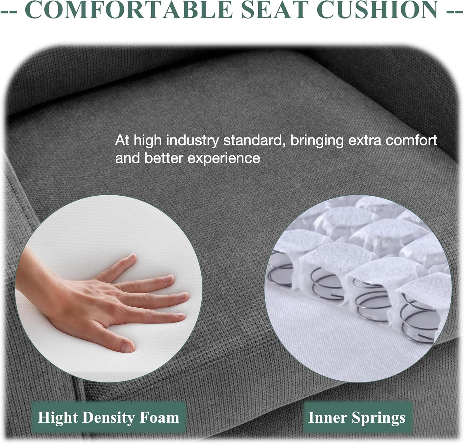Grey Upholstered Fabric Swivel Accent Chair Set of 2 with Lumbar Pillow C685807