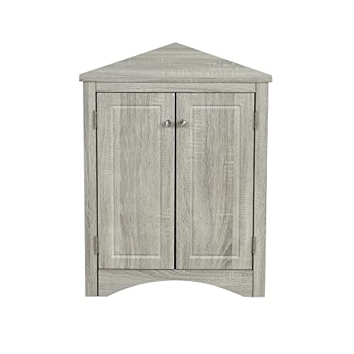 Brown Freestanding Corner Cabinet with 2 Adjustable Shelves and 2 Doors G235
