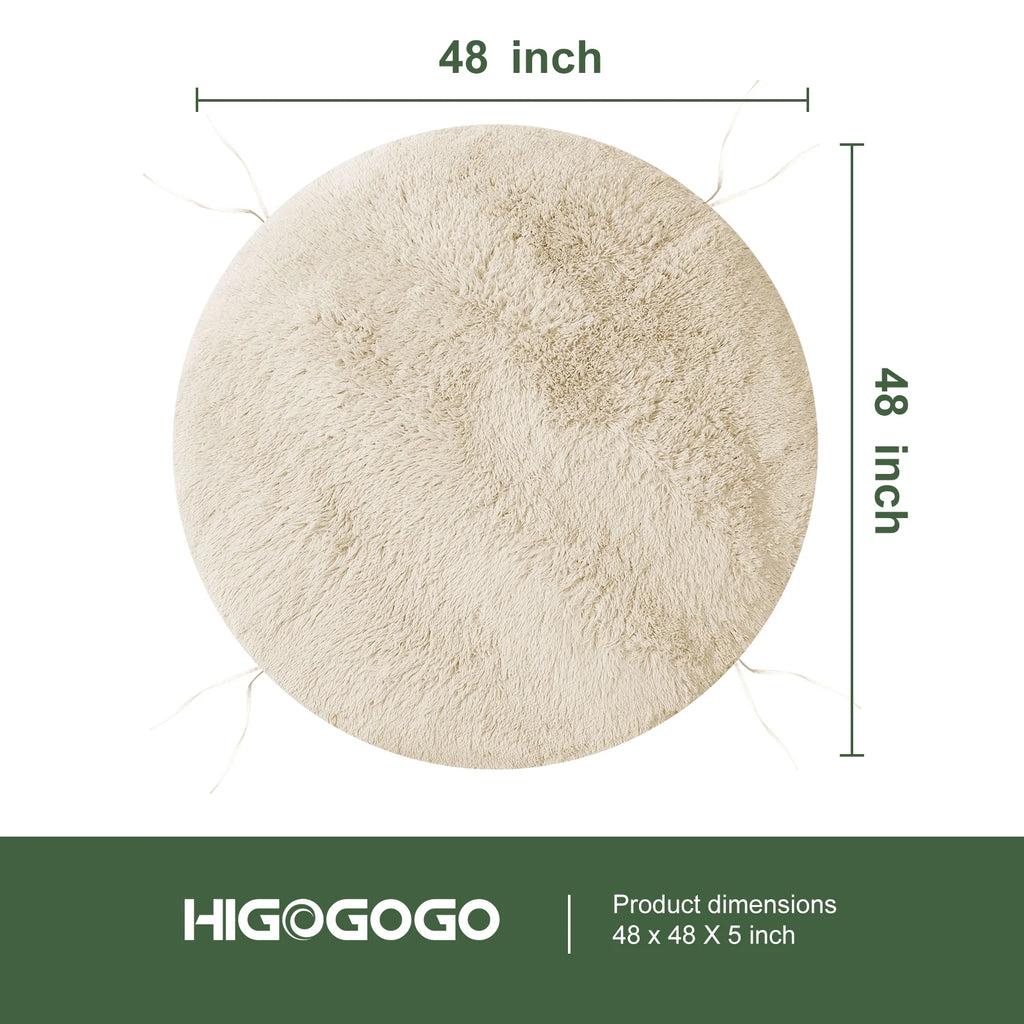 White 48X48 Inch Papasan Chair Cushion with Faux Fur Cover R53315