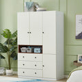 Wooden White 3-Door Armoire Wardrobe Closet with Hanging Rod Q362