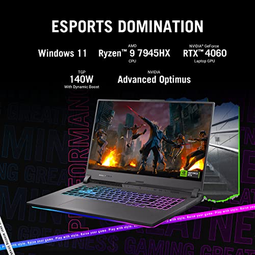 17.3" QHD 240Hz Gaming Laptop, GeForce RTX 4070, AMD Ryzen 9, 16GB DDR5, 1TB PCIe SSD, Eclipse Gray I1253