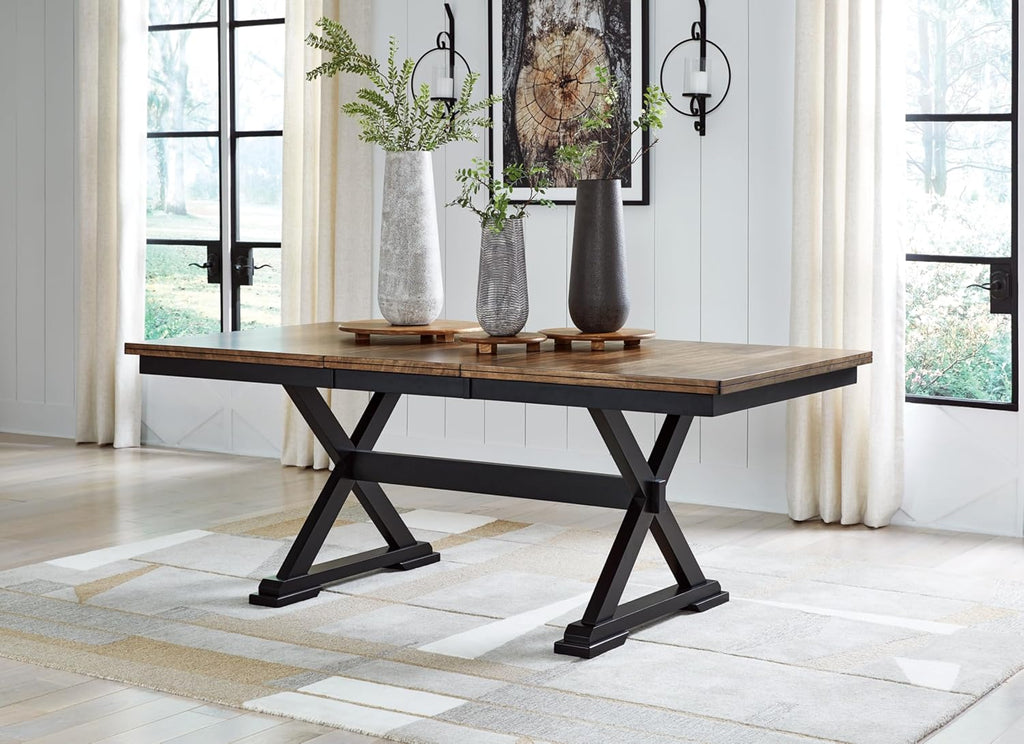78" W x 40" D x 30" H Black Dark Brown Dining Extension Table N650