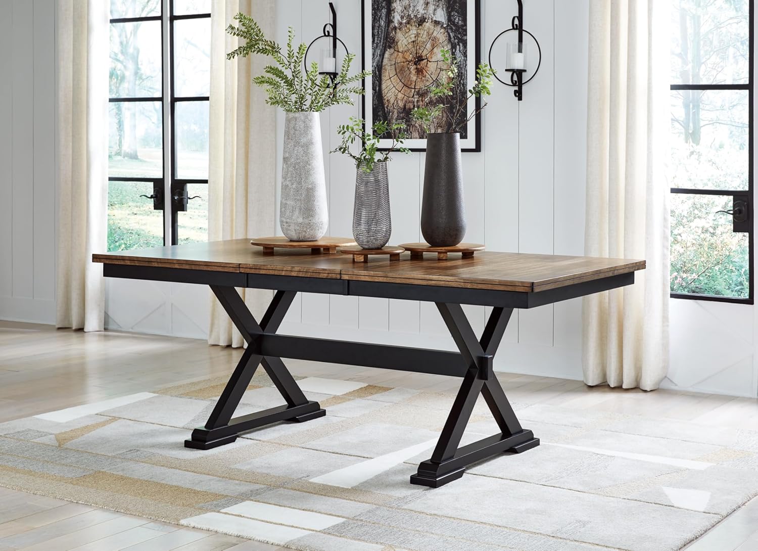 78" W x 40" D x 30" H Black Dark Brown Dining Extension Table N650