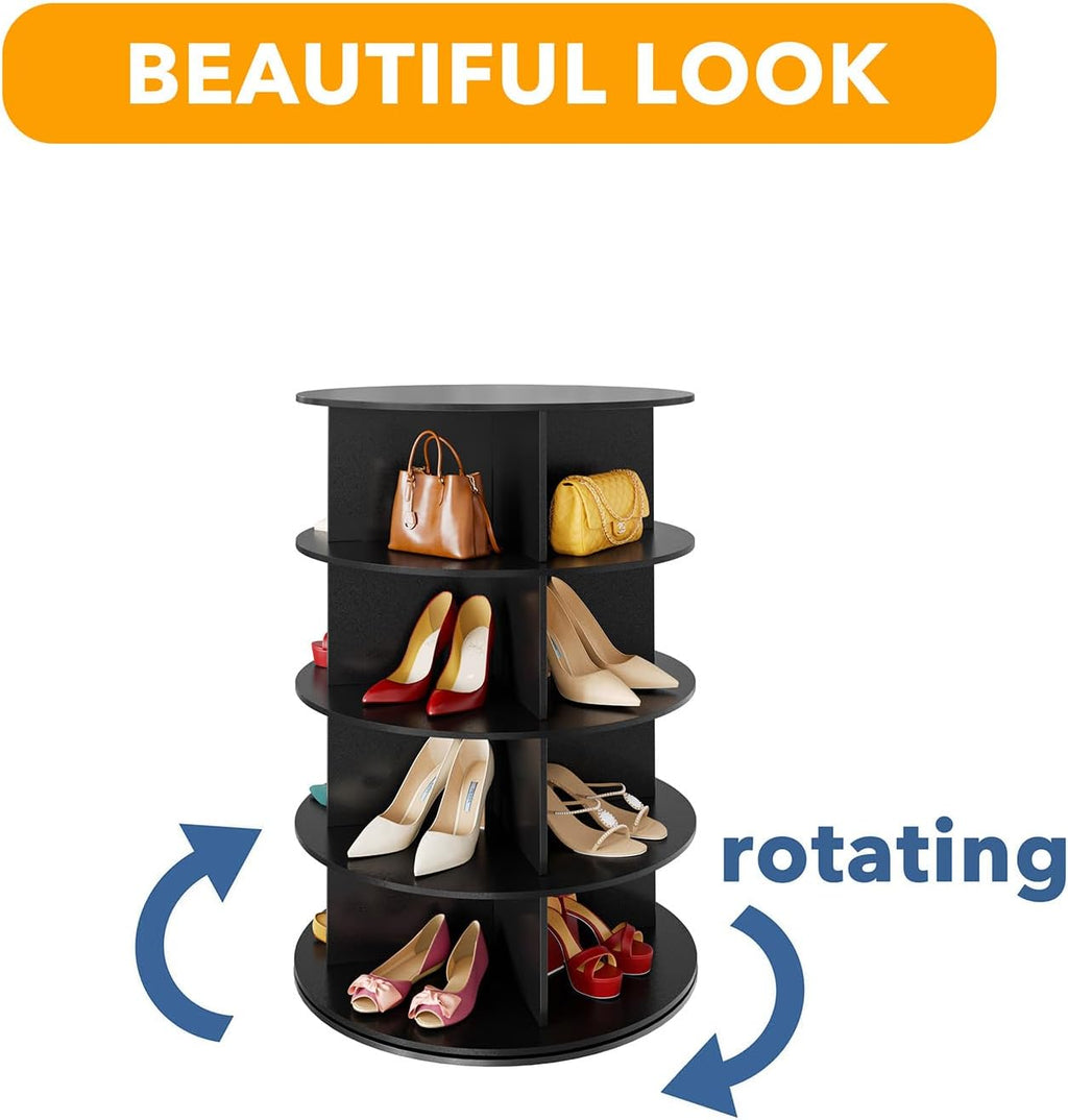 4 Tier Black Rotating Shoe Rack P209863
