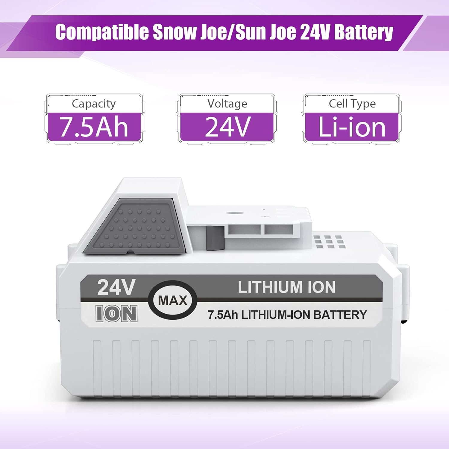 2Packs 7500mAh Li-ion Battery for 24V Cordless Snow Blower I11710