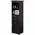 Black Tall Freestanding Storage Cabinet with 2 Open Shelves, 3 Drawers Y217107