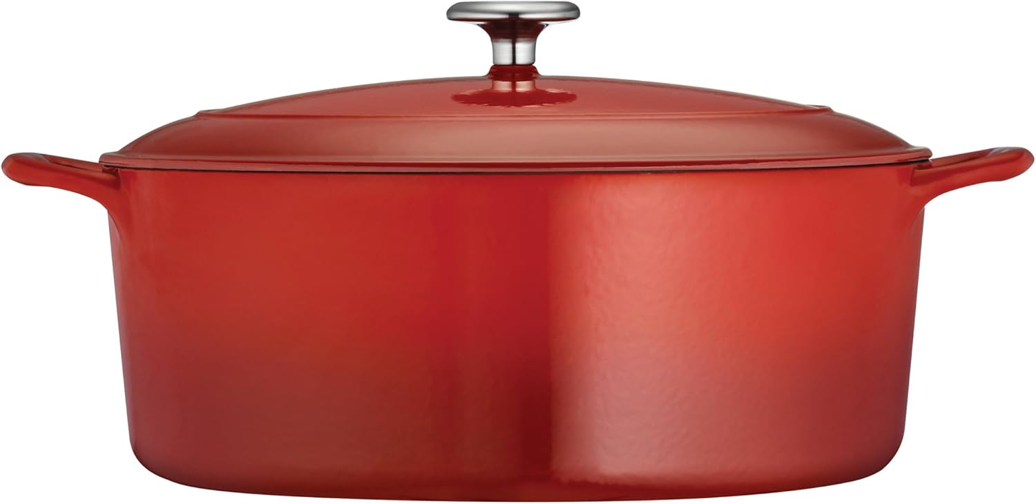 Enameled Cast Iron Covered Dutch Oven 7-Quart Gradated Red G509
