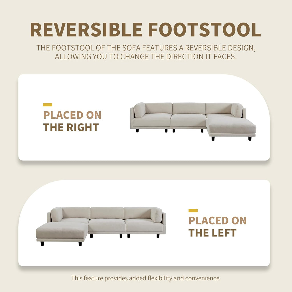 L Shaped Modular Sectional Sofa with Extra Wide Chaise and Polyester Blend Upholstery D1384