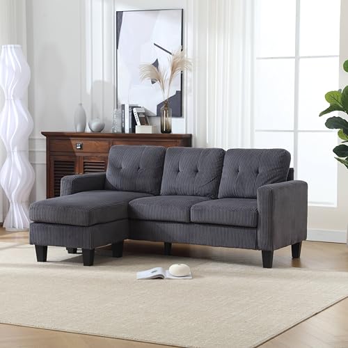 Emerald Velvet L-Shaped Sofa with Reversible Chaise and Ottoman D983