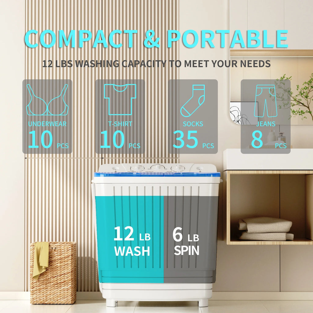Blue 2.33 cu.ft. Portable Washer & Dryer Combo Washing Machine N832