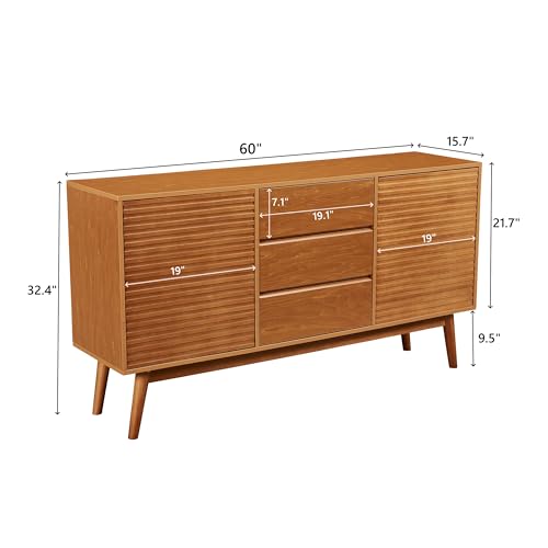 Wooden TV Stand Storage Buffet Cabinet with Adjustable Shelves N906095