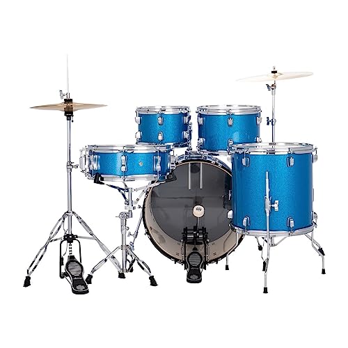 5-piece Complete Drum Set with 20-inch Bass Drum and Cymbals, Blue Sparkle G5910