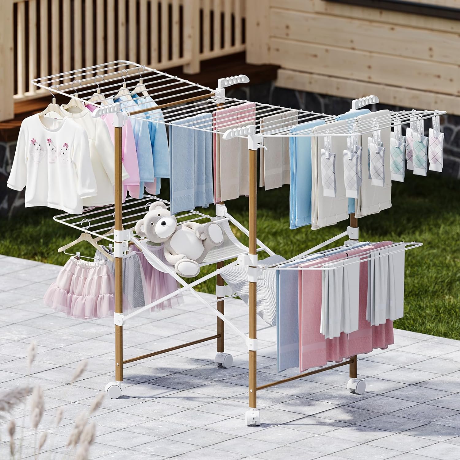 Collapsible Metal Drying Rack with Wheels N881627