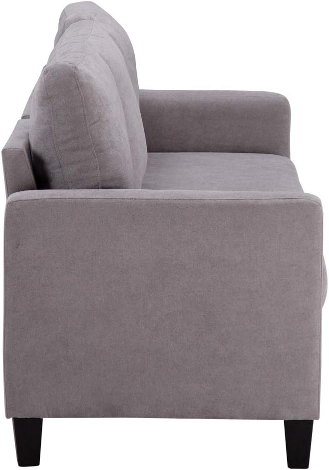 Light Grey Linen Fabric L-Shaped 3-Seat Convertible Sectional Sofa Couch with Reversible Chaise A607