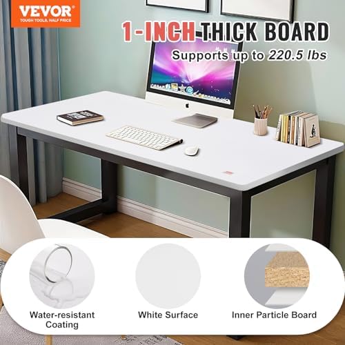 White 55" x 28" x 1" Solid Particle Board Desk Top L5813